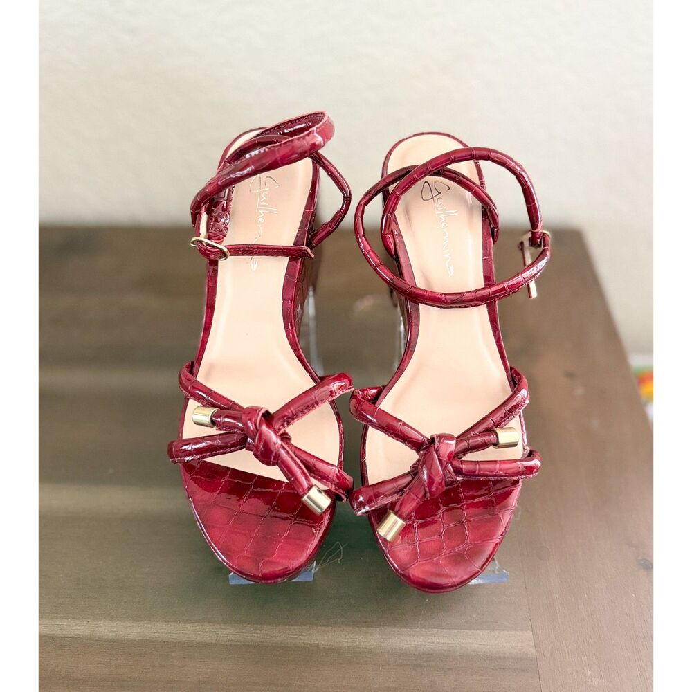 Guilhermina Red Tie Platform Heels - size 37EUR / 7 US - Picture 2 of 5
